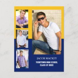 Anúncio de Formatura com Colagem de 4 Fotos Azul D