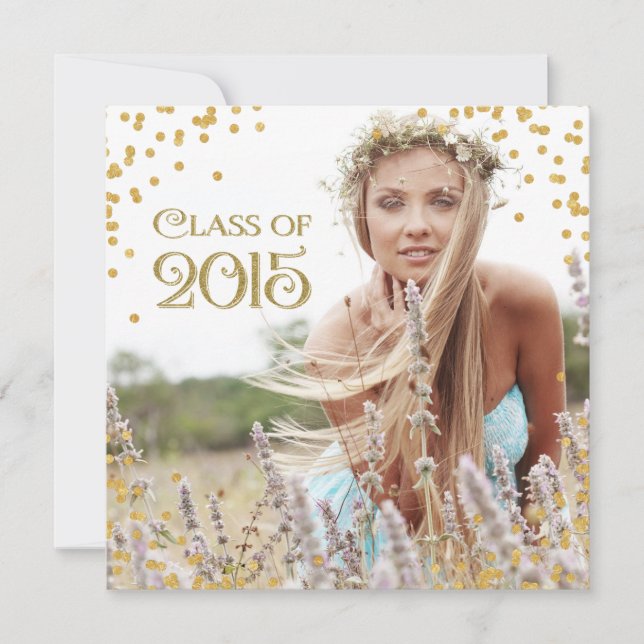 Anúncio de Formatura com Confetes Dourados (Frente)
