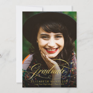 Anúncio de Formatura com Foto Classy Gold Script