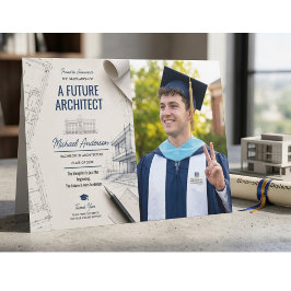 Anúncio de Formatura com Foto de Projeto Arquitetô