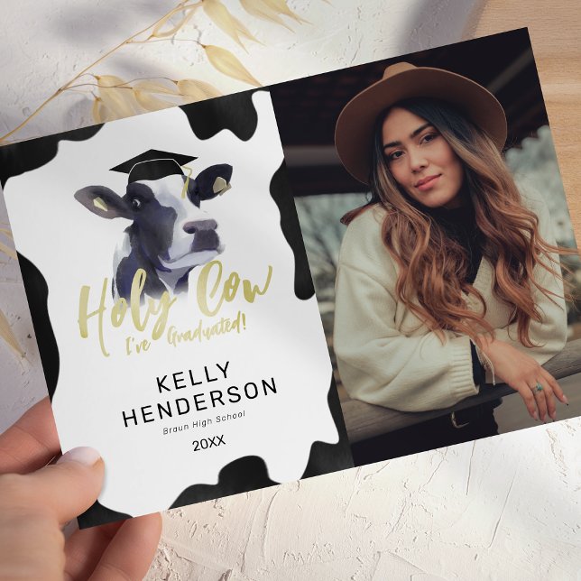 Anúncio de Formatura com Foto Divertida de Vaca Sa (Criador carregado)