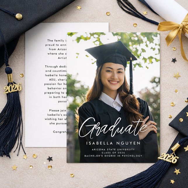 Anúncio de formatura com foto moderna de graduado (Criador carregado)