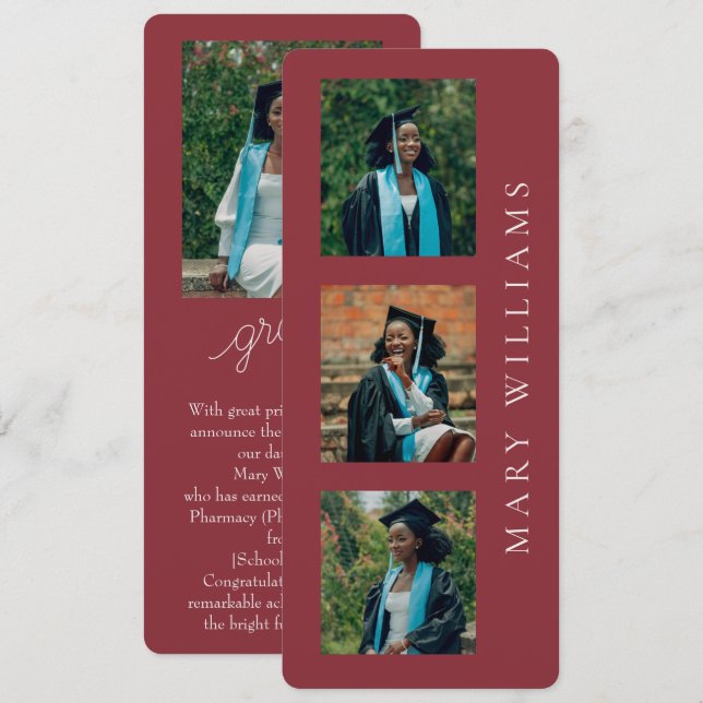 Anúncio de Formatura com Fotos e Texto Personalizá (Frente/Verso)