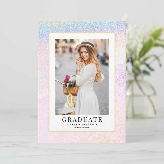 Anúncio de Formatura com Glitter Holográfico Arco- (Em pé/Frente)