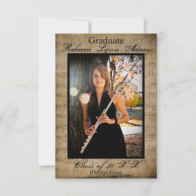 Anúncio de Formatura com Partitura e Fotos 3x5 (Frente)