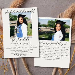 Anúncio de Formatura com Script de Foto Off White 