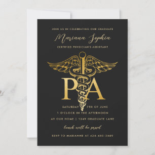 Anúncio de Formatura de Assistente Médico Preto