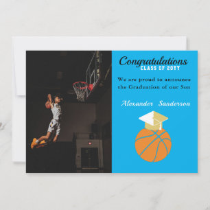 Anúncio de formatura de Basquetebol Azul e Dourado