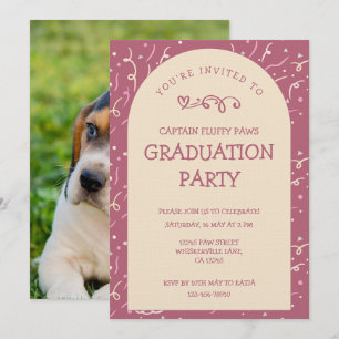 Anúncio de Formatura de Cachorro Dourado Rosa e Ch