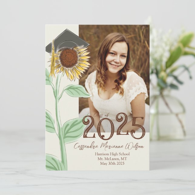 Anúncio de Formatura de Girassol com Chapéu Countr (Em pé/Frente)