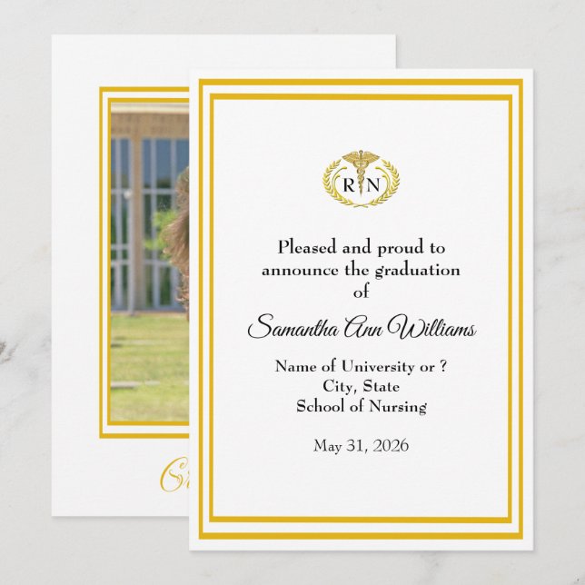 Anúncio de Formatura de uma Enfermeira - foto (Frente/Verso)