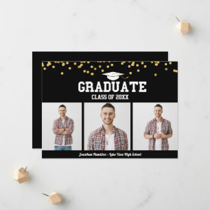 Anúncio de Formatura do Ensino Médio com 3 Fotos