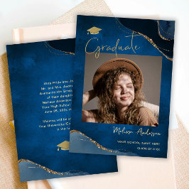 Anúncio de Formatura Elegante Azul-Marinho com Fot