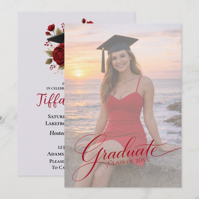Anúncio de Formatura Elegante com Foto (Frente/Verso)