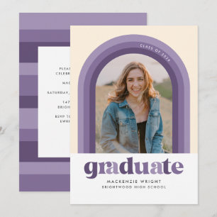 Anúncio de Formatura em Arco Retro Roxo