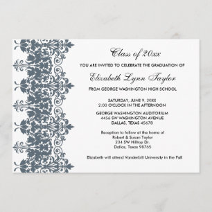 Anúncio de Formatura em Damask Azul