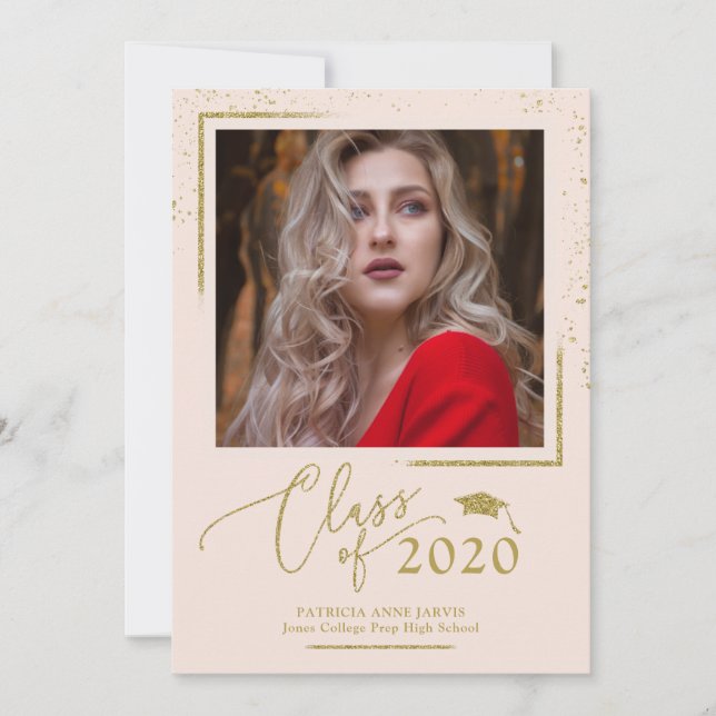 Anúncio de Formatura em Script Chic com Brilho Dou (Frente)