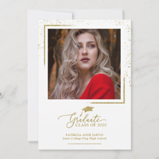 Anúncio de Formatura Festivo Chic Brilho Dourado