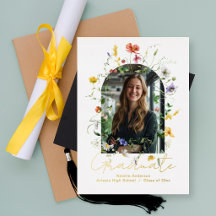 Anúncio de Formatura Floral em Folha Dourada Arco 