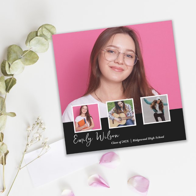 Anúncio de Formatura | Foto de Formatura da Turma  (Graduation Announcement Card | Class of 2026 Photo Graduation Announcement | Modern Senior Flat Card)