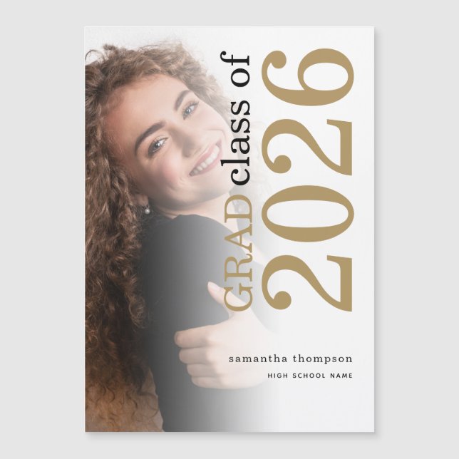 Anúncio de Formatura Grad Photo Gold Black 2026 (Frente)