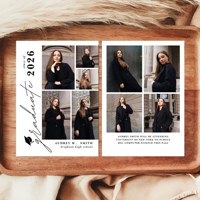 Anúncio de Formatura Modern Script 9 Fotos (Criador carregado)