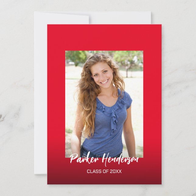 Anúncio de Formatura Moderno Vermelho Branco 2 Fot (Frente)