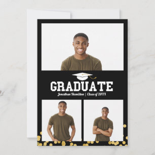 Anúncio de Formatura no Ensino Médio com 3 Fotos