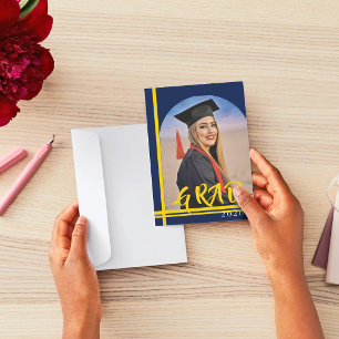 Anúncio de Formatura no Ensino Médio linhas dourad