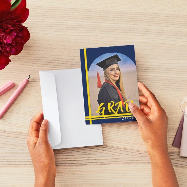 Anúncio de Formatura no Ensino Médio linhas dourad (Criador carregado)