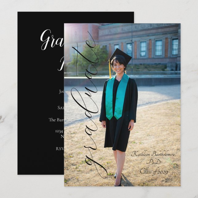 Anúncio de Formatura Personalizado & Convite para  (Frente/Verso)