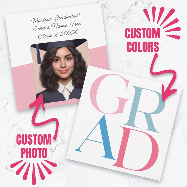 Anúncio de Formatura Tipografia Foto Personalizada (Graduation Announcement Custom Photo Typography)