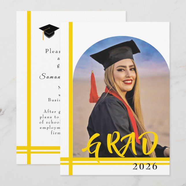 Anúncio de Formatura Universitária linhas douradas (Frente/Verso)