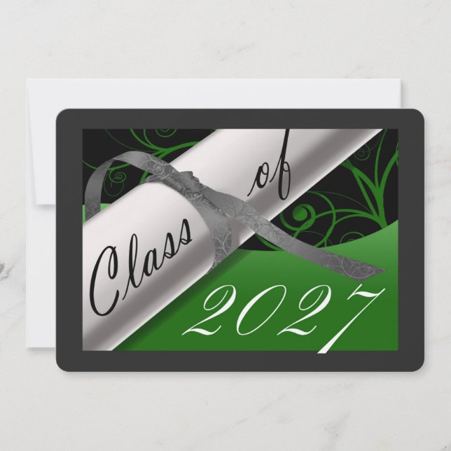 Anúncio de Formatura Verde e Prata (Frente)