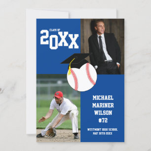 Anúncio de Foto Azul do Baseball Graduation Sport
