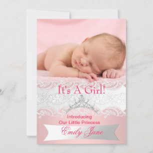 Anúncio de Foto da Nova Bebê Menina Princesa Rosa