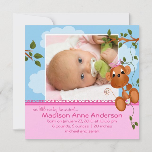 Anúncio de Foto da Pequena Menina Macaco Bebê (Frente)