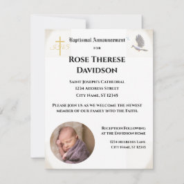 Anúncio de Foto de Batismo Convite