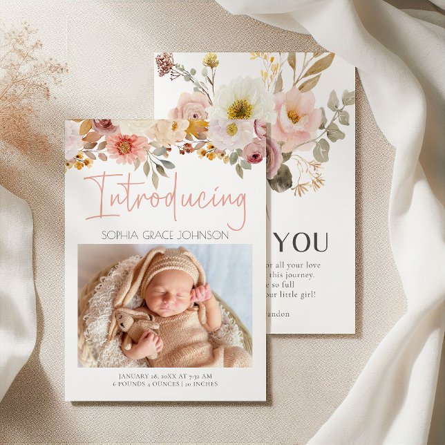 Anúncio de Foto de Bebê com Floral Suave (Criador carregado)