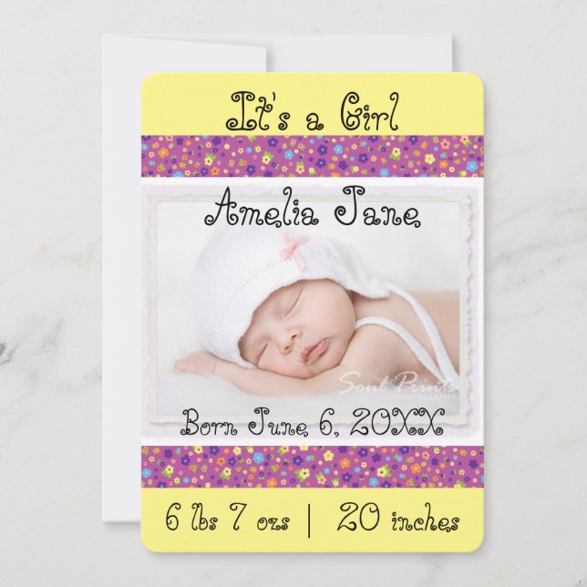 Anúncio de Foto de Bebê Menina Amarela Fofa (Frente)