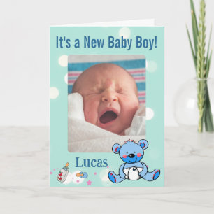 Anúncio de Foto de Bebê Menino Tema Urso Teddy Azu