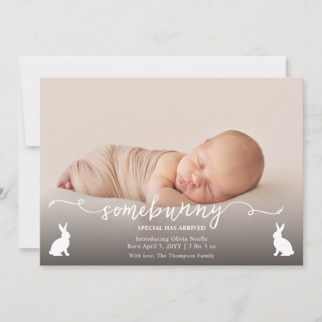 Anúncio de Foto de Bebê Somebunny Chegou (Frente)