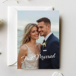 Anúncio de Foto de Casamento Elegante Recém-Casado