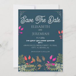 Anúncio de Foto de Casamento Floral Salve a Data