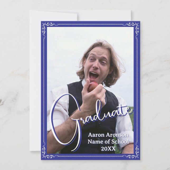 Anúncio de Foto de Formatura Azul e Branco (Frente)