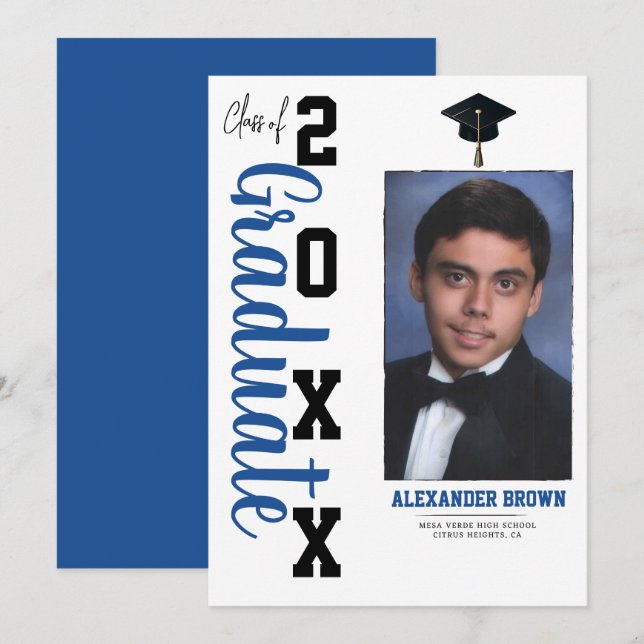 Anúncio de Foto de Formatura Azul e Preto (Frente/Verso)