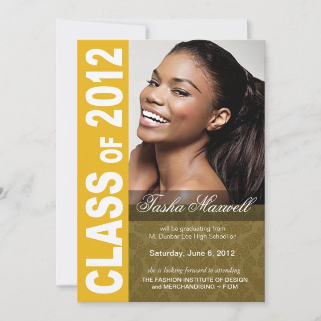 Anúncio de foto de formatura de 2012 ousado e mode (Frente)