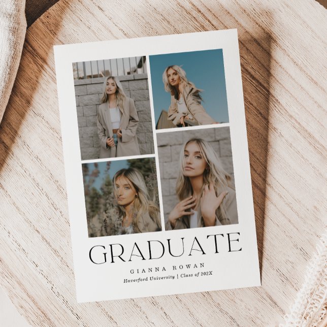 Anúncio de Foto de Formatura de Prestígio de Gradu (Graduate Prestige Graduation Photo Announcement | Green Accent)