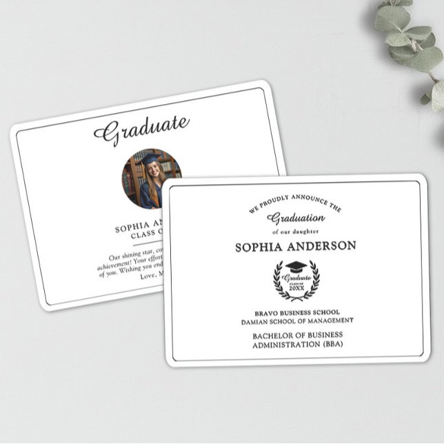 Anúncio de Foto de Formatura Preto e Branco Elegan (Criador carregado)