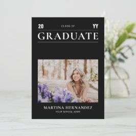 Anúncio de Foto de Formatura Preto Moderno Simples